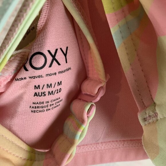 Roxy Tropics Hype Cropped Bikini Top Women's Medium Multicolor Ambrosia Swimwear - Picture 6 of 7